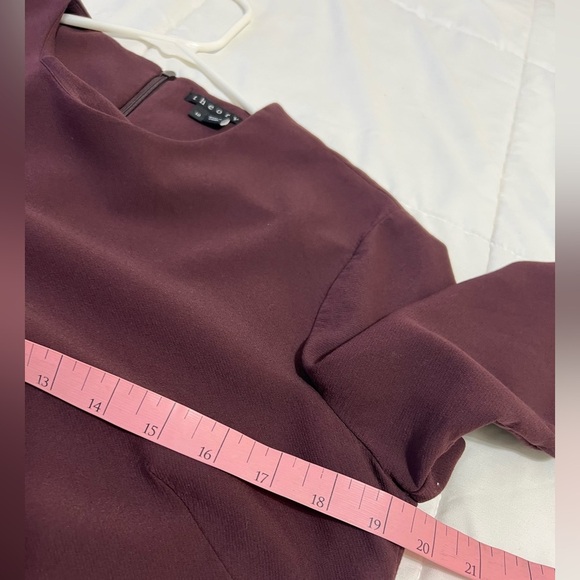 Theory burgundy Kula W Trinity 2 Long Sleeves Shift Dress Size 10 - Picture 7 of 12